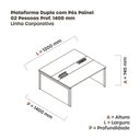 Ver imagem 3 de Estação de Trabalho Mesa Plataforma Escritório Dupla para 2 Pessoas com Caixa de Tomada Pé Painel Branco/Preto