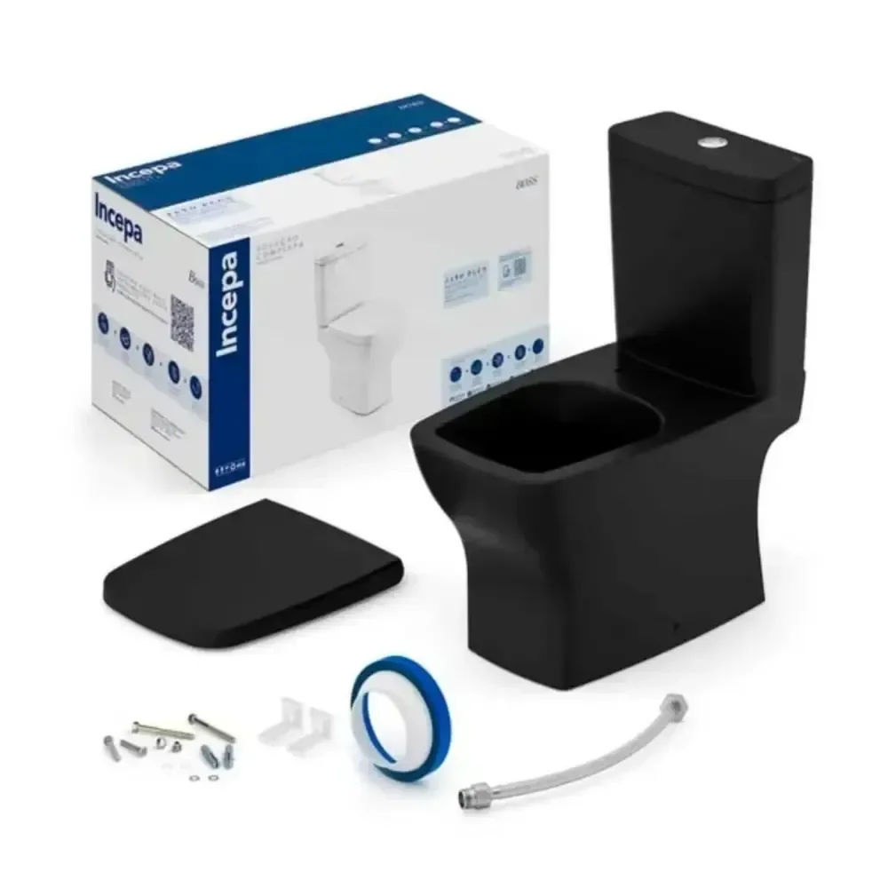 Kit In Bacia C/ Caixa Acoplada+inst+assento Termofixo Boss Matte Black- 1897230081108 - 2