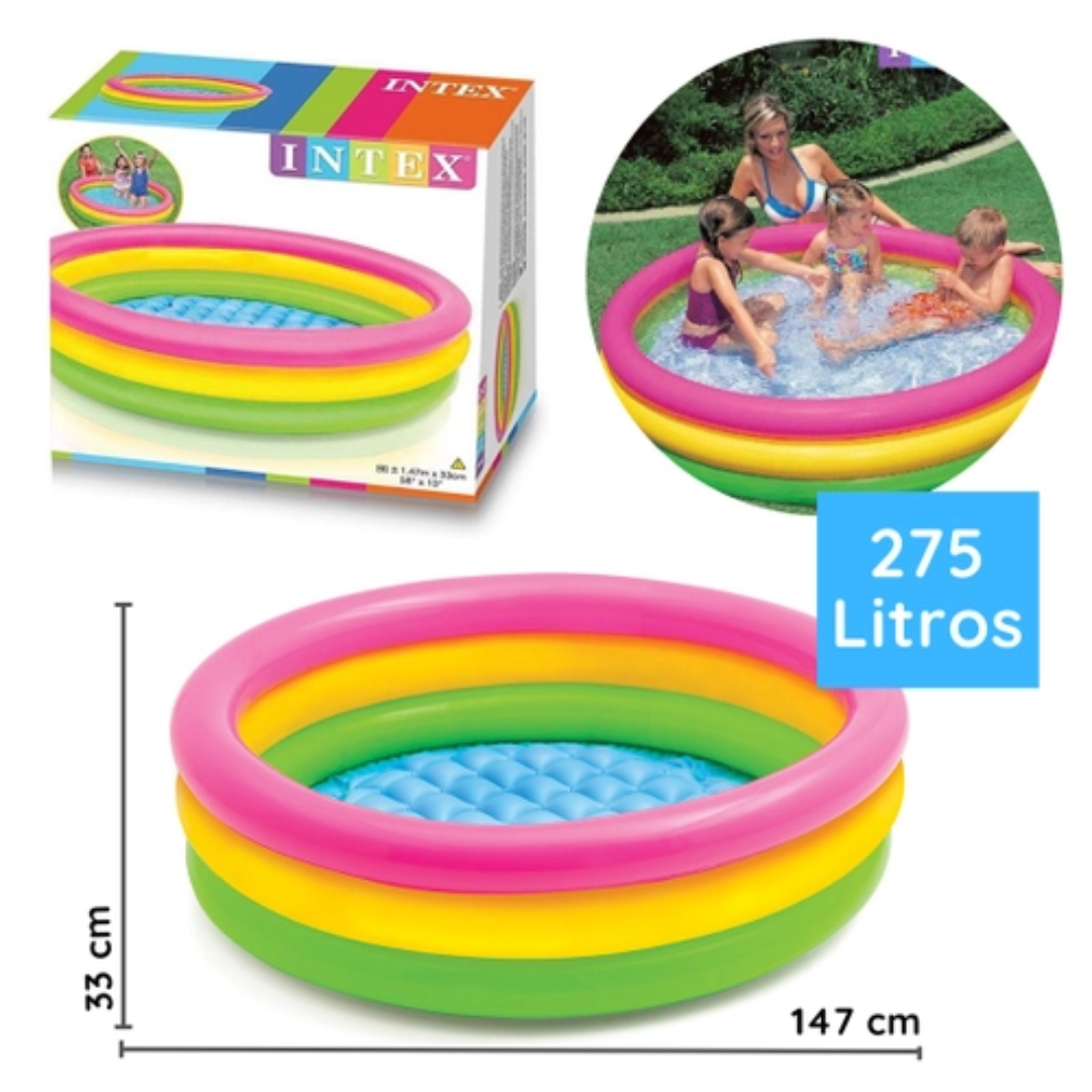 Piscina Colorida 275l Infantil Inflável+ Bomba de Ar Manual - 2