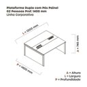 Ver imagem 3 de Estação de Trabalho Mesa Plataforma Escritório Dupla para 2 Pessoas com Caixa de Tomada Pé Painel