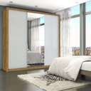 Ver imagem 1 de Guarda-Roupa Casal 4 Espelhos 3 Portas de Correr 4 Gavetas Max Plus Espresso Móveis Marrom/Cinamomo Off White