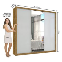 Guarda-roupa Casal 4 Espelhos 3 Portas de Correr 4 Gavetas Max Plus Espresso Móveis - 4