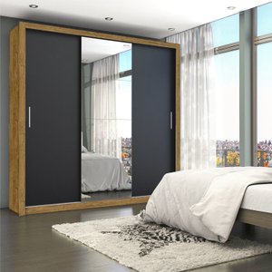 Guarda-roupa Casal 4 Espelhos 3 Portas de Correr 4 Gavetas Max Plus Espresso Móveis