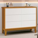 Ver imagem 2 de Cômoda Infantil Classic 6 Gavetas Branco/Savana com Pés Amadeirado - Reller Móveis