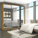 Ver imagem 1 de Guarda-roupa Casal 4 Espelhos 3 Portas de Correr 4 Gavetas Max Premium Espresso Móveis