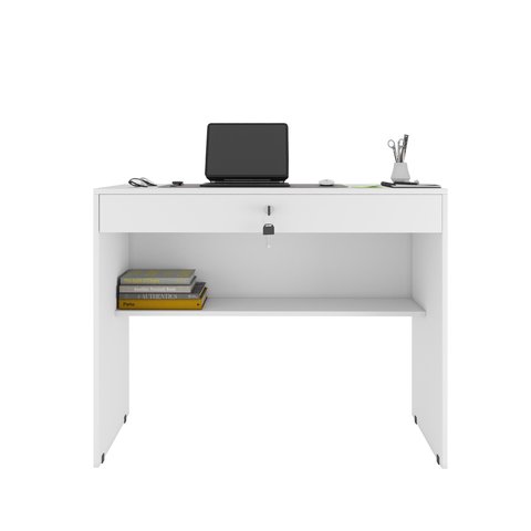 Mesa Escrivaninha 72cm com 1 Gaveta Chave e 1 Prateleira Prisma - Jm3:branco