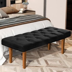 Recamier Quarto Sala Banco Paris 130cm Suede Pavia - Preto