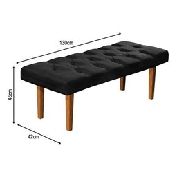 Recamier Quarto Sala Banco Paris 130cm Suede Pavia - Preto - 2