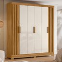 Ver imagem 2 de Guarda Roupa Casal 195cm Ripado Arlon M07 Freijó/off White - Mpozenato