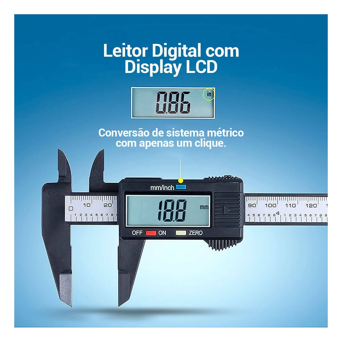 Paquímetro Digital 0-150mm Tela LCD Bateria com Estojo - 5