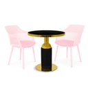 Ver imagem 1 de Conjunto Mesa de Jantar Redonda Imperial 70cm Preta com 2 Cadeiras Estofadas Marcela - Rosa