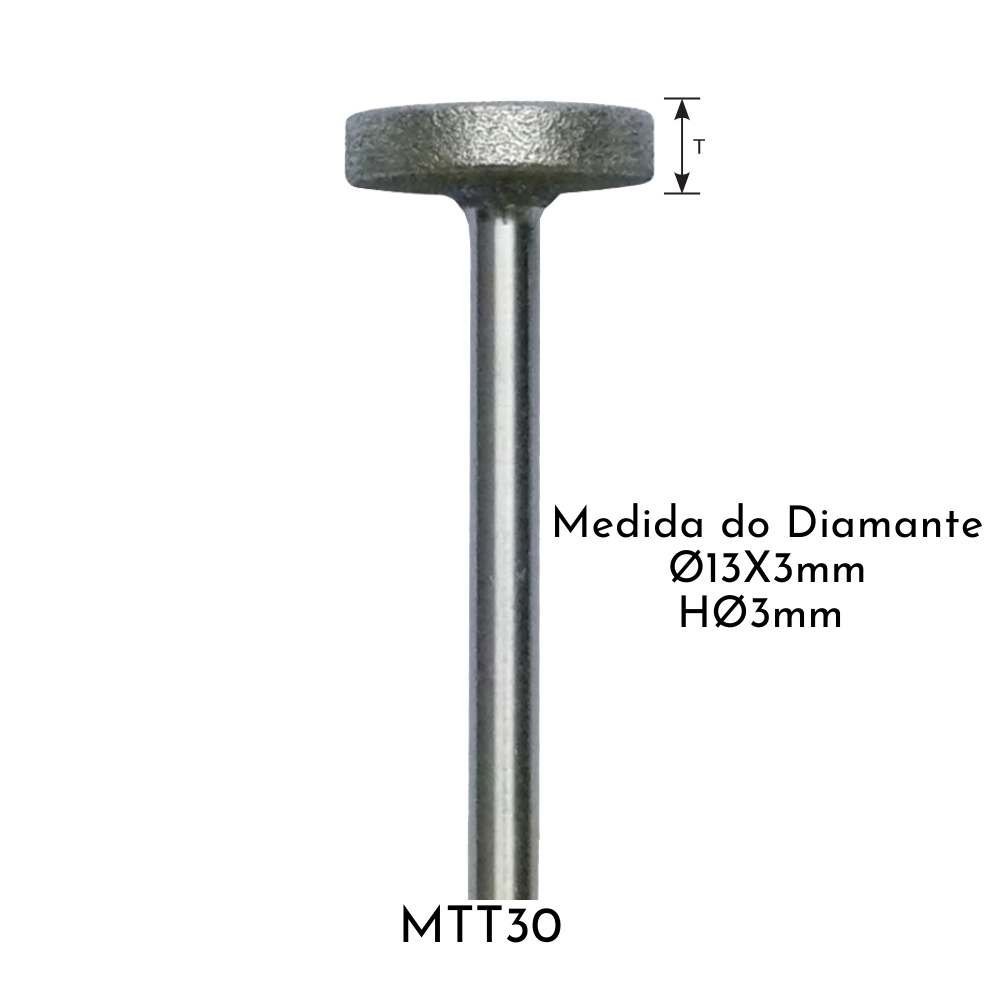 Ponta Rotativa Diamantada Individual Haste Ø3mm Politone Modelo Mtt30