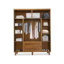 Ver imagem 2 de Guarda-roupa Chicago 4 Portas Castanho com Espelho