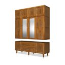 Ver imagem 3 de Guarda-roupa Chicago 4 Portas Castanho com Espelho