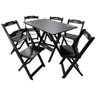 Conjunto Mesa Dobrável Madeira 110x70 com 6 Cadeiras Personalizada Hei Preta - Tarimatã - 1