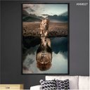 Ver imagem 1 de Quadro Decorativo - Reflexo do Leao na Agua Espelho do Pai Anm027 Vidro com Impressão Uv - 60x40cm