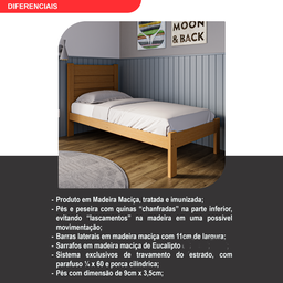 Cama Solteiro em Madeira Maciça - 3