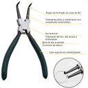 Ver imagem 5 de Alicate Extrator de Anéis Bico Curvo Reto Interno Externo 7 Polegadas Kit 4 Peças