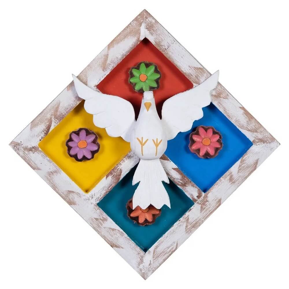 Quadro Espírito Santo Médio Colorido Moldura 20 x 20 cm - 1
