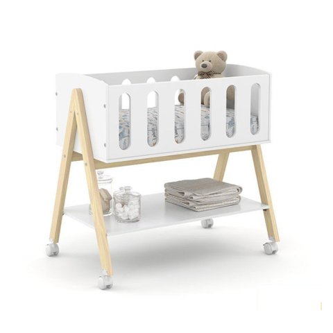 Mini Berço Liv Laqueado Branco Soft/Natural