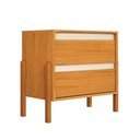 Ver imagem 2 de Mesa Lateral para Cama Verona 2 Gavetas Pés Palito em Madeira para Quarto Moderno - Nature/off-white