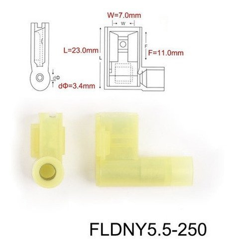 20un Kit Terminal Bandeira Total Isolado Amarelo 4 a 6mm - 2