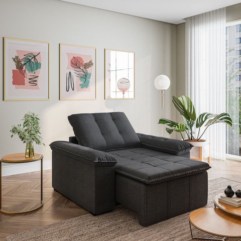 Poltrona Retrátil Palmeira CabeCasa MadeiraOriginals Cinza Chumbo