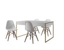 Ver imagem 2 de Conjunto Industrial Filadelfia 137x90 Ferro Dourado Tampo Branco 4 Cadeiras Branco