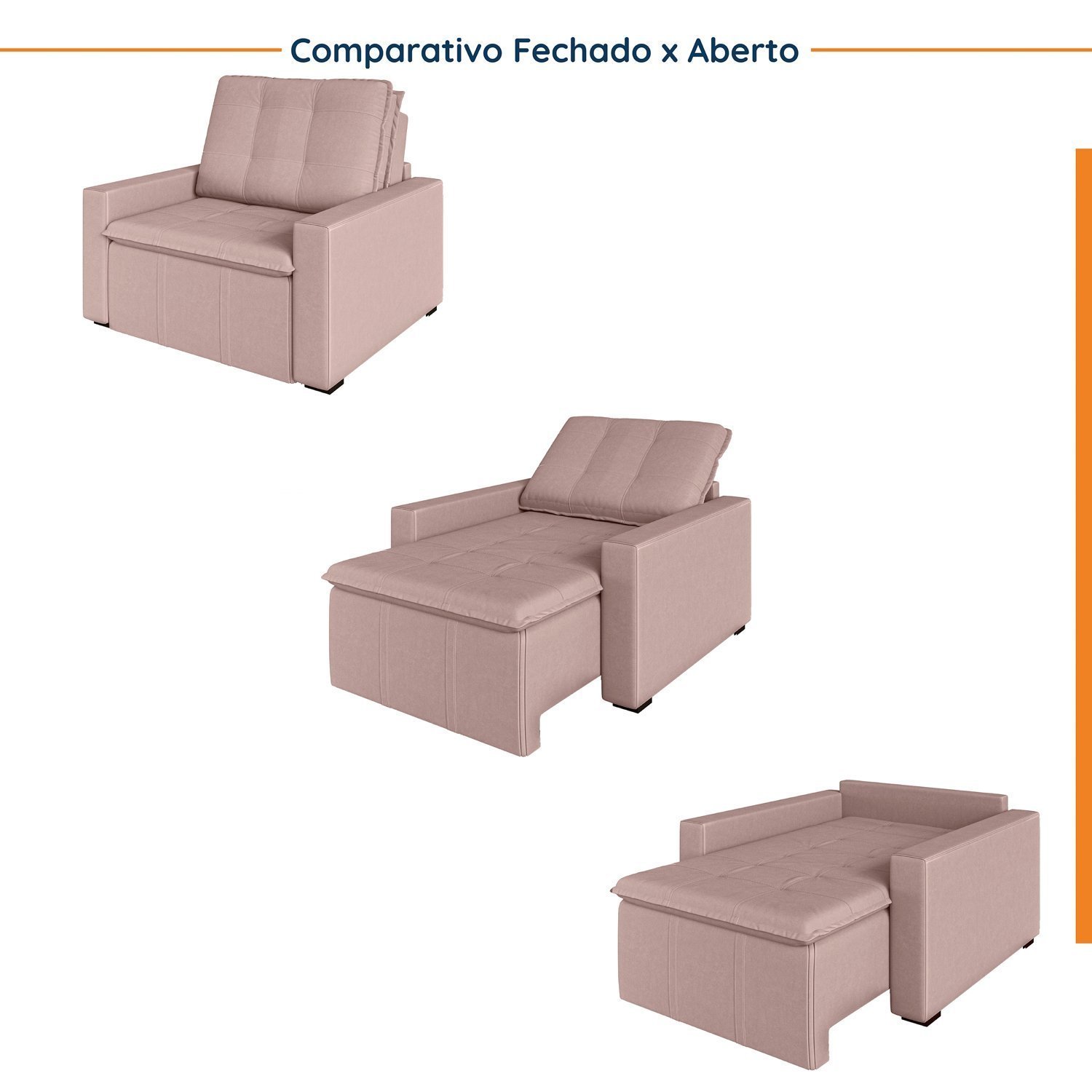 Poltrona Retrátil com Braço Reto Palmeira Cabecasa Madeiramadeira - 5