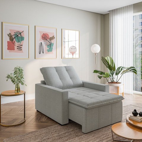 Poltrona Retrátil com Braço Reto Palmeira CabeCasa MadeiraOriginals Prata