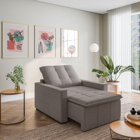 Poltrona Retrátil 1 Lugar Palmeira 104cm Grafite Claro CabeCasa MadeiraOriginals