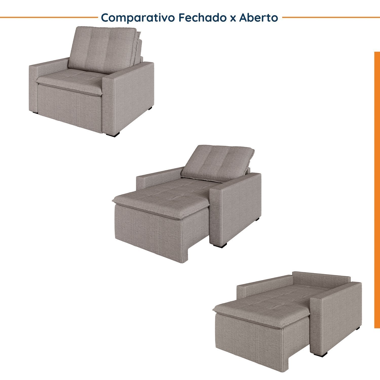 Poltrona Retrátil com Braço Reto Palmeira Cabecasa Madeiramadeira - 5