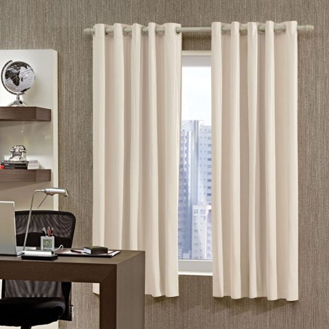 Cortina Blackout Tecido 300x250 Ilhós Cromado Admirare - Bege