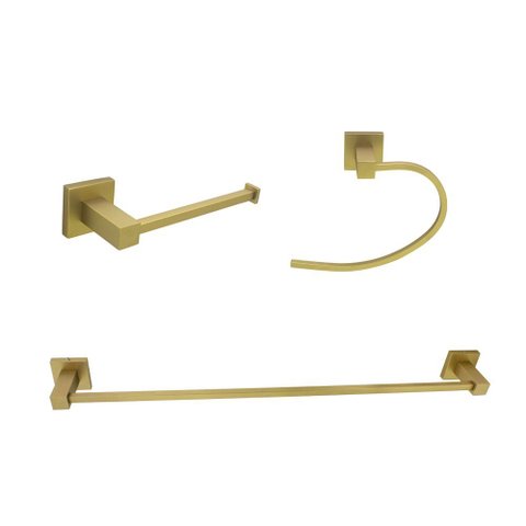 Kit Acessórios Banheiro Square Gold Fosco 3 Peças
