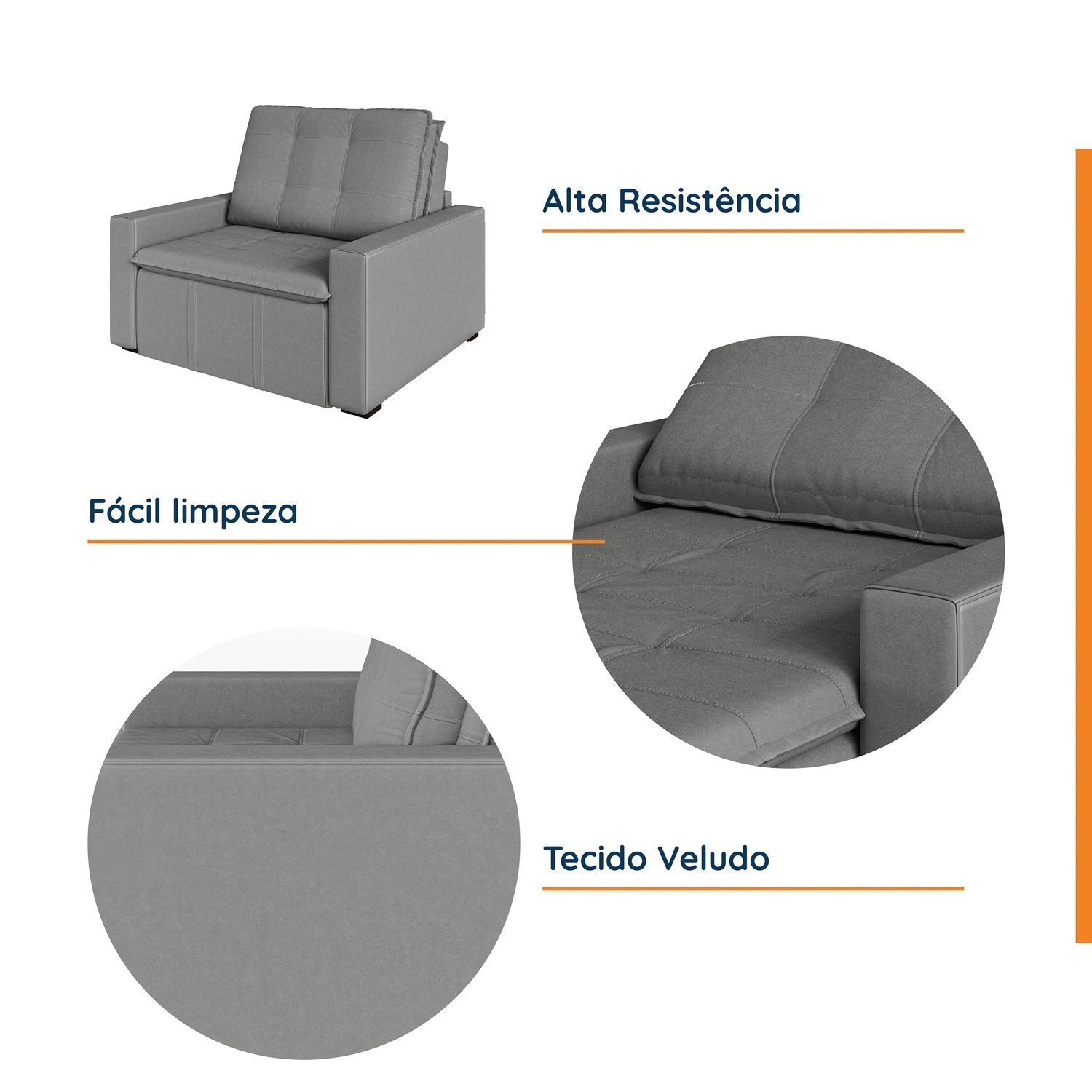 Poltrona Retrátil com Braço Reto Palmeira Cabecasa Madeiramadeira - 4