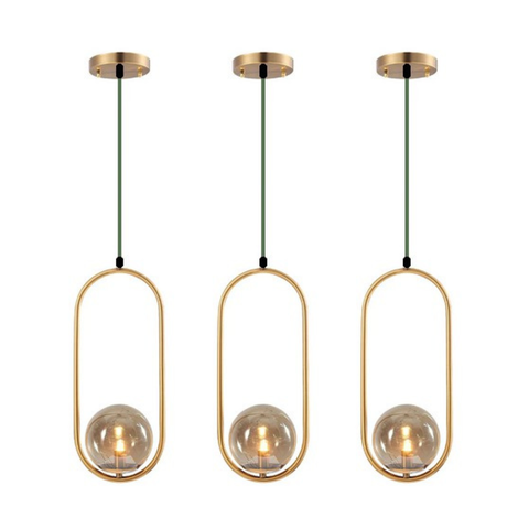 Kit 3 Luminária Pendente Jabuticaba Globo Cor Dourado Inl78