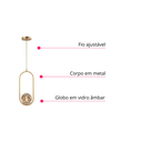 Ver imagem 5 de Kit 3 Luminária Pendente Jabuticaba Globo Cor Dourado Inl78