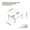 Ver imagem 3 de Estação de Trabalho Mesa Plataforma Escritório Dupla para 2 Pessoas com Caixa de Tomada Pé Painel Marrom/Walnut/Preto
