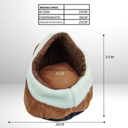 Cama Caminha Iglu e Toca para Cachorro e Gato 37x30x25cm Marrom - 5
