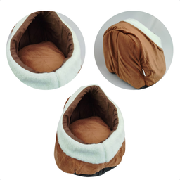 Cama Caminha Iglu e Toca para Cachorro e Gato 37x30x25cm Marrom - 2