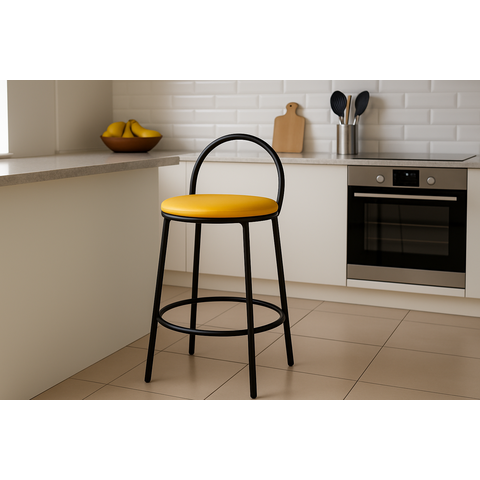 Banco Redondo de Aço com 44cm de Altura:amarelo