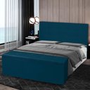 Ver imagem 2 de Kit Cabeceira e Calçadeira Baú Casal Queen 1,60m Berlim Suede Azul Marinho Dal Poz Estofados