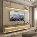 Ver imagem 1 de Rack com Painel para TV para 84 Polegadas com LED MDF 240cm x 219cm Casuá Branca Off White Cinza