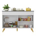 Ver imagem 4 de Balcão Cozinha Gabinete Pia 120cm 2 Portas Veneza Multimóveis V3738 Branco/dourado