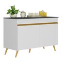 Ver imagem 1 de Balcão Cozinha Gabinete Pia 120cm 2 Portas Veneza Multimóveis V3738 Branco/dourado