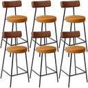 Ver imagem 1 de Kit 06 Banquetas Baixa Cozinha Sala Jantar Bancada Milão L02 Couríssimo Marrom Whisky - lyam decor L