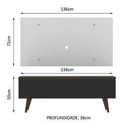 Rack Madesa Le Mans e Painel para TV até 55 Polegadas 2 Portas Preto/Branco Cor:Preto/Branco - 3