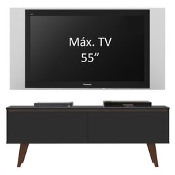 Rack Madesa Le Mans e Painel para TV até 55 Polegadas 2 Portas Preto/Branco Cor:Preto/Branco - 4