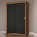 Ver imagem 2 de Guarda-roupa Solteiro 2 Portas de Correr Rustic/preto Milano Madesa