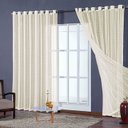 Ver imagem 1 de cortina para sala quarto voal xadrez palha 3,00x2,80